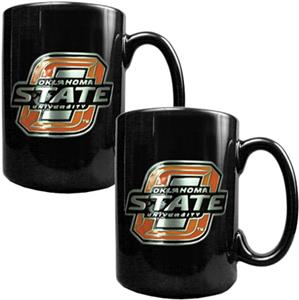 NCAA Oklahoma State Black Ceramic Mug (Set of 2)
