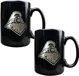 NCAA Purdue Black Ceramic Mug (Set of 2)