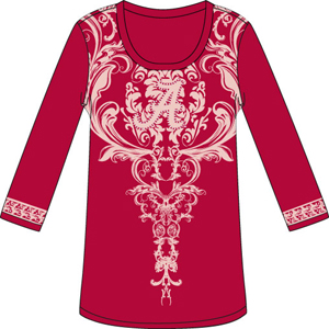 Alabama Crimson L/S Satin Trim Tunic Nightshirt