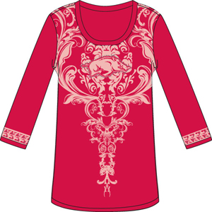 Arkansas Razorback L/S Satin Trim Tunic Nightshirt