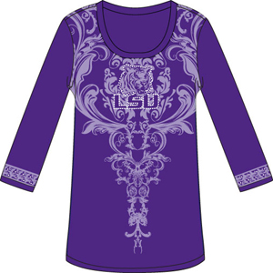 LSU Tigers L/S Satin Trim Tunic Nightshirt