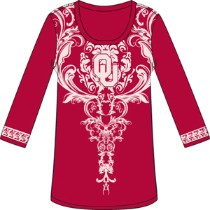Oklahoma Sooners L/S Satin Trim Tunic Nightshirt