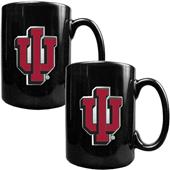 NCAA Indiana Hoosiers Black Ceramic Mug (Set of 2)