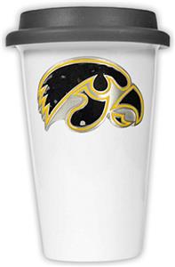 NCAA Iowa Hawkeyes Ceramic Cup w/Black Lid