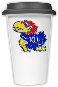 NCAA Kansas Jayhawks Ceramic Cup w/Black Lid