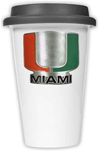 NCAA Miami Hurricanes Ceramic Cup w/Black Lid