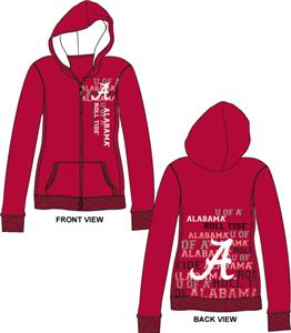 Alabama Univ Womens Flocked Zip Hoody