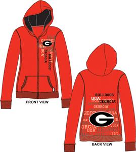 Georgia Bulldogs Womens Flocked Zip Hoody