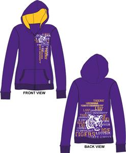 Emerson Street LSU Tigers Womens Flocked Zip Hoody
