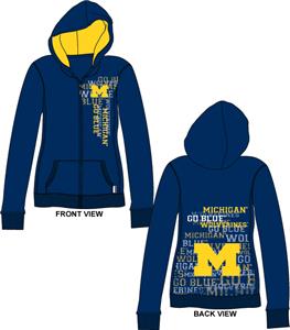 Emerson Street Michigan Womens Flocked Zip Hoody