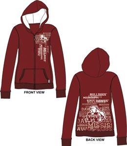 Mississippi State Womens Flocked Zip Hoody