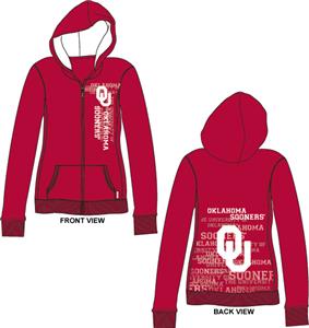 Oklahoma Sooners Womens Flocked Zip Hoody