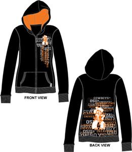 Oklahoma State Womens Flocked Zip Hoody