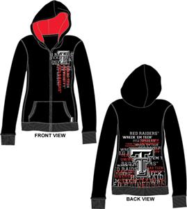 Texas Tech Womens Flocked Zip Hoody