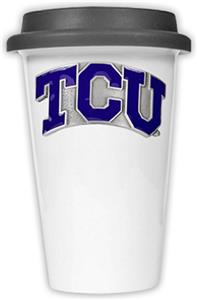 NCAA Texas Christian Ceramic Cup w/Black Lid