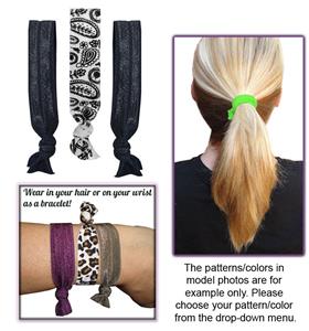 Paisley Print/Black Elastic Hair Ties/Bracelets
