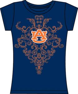 Auburn Tigers Womens Metallic Nailhead Tee