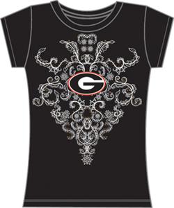 Georgia Bulldogs Womens Metallic Nailhead Tee