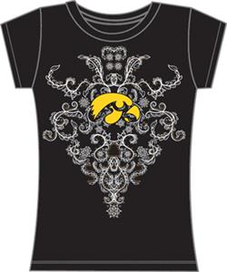 Iowa Hawkeyes Womens Metallic Nailhead Tee