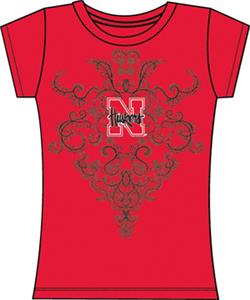 Nebraska Cornhuskers Womens Metallic Nailhead Tee