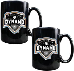 MLS Houston Dynamo 15oz Black Ceramic Mug Set of 2
