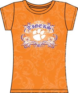 Clemson Tigers Womens Metallic Foil Image Tee