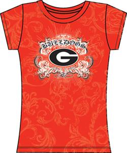 Georgia Bulldogs Womens Metallic Foil Image Tee