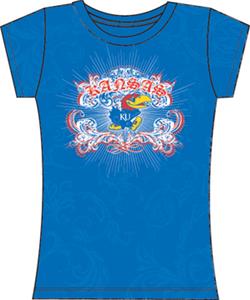 Kansas Jayhawks Womens Metallic Foil Image Tee