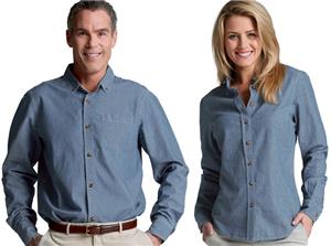 Men Womens Button Down Collar Chambray Shirts