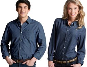 Men Womens Straight Collar Chambray Shirts