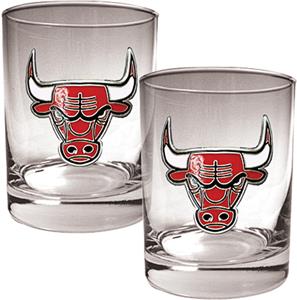 NBA Chicago Bulls 2 piece 14oz Rocks Glass Set