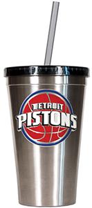 NBA Detroit Pistons 16oz Stainless Tumbler w/Straw