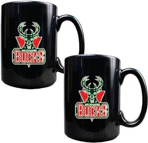NBA Milwaukee Bucks Black Ceramic Mug (Set of 2)