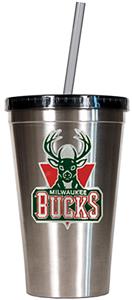 NBA Milwaukee Bucks 16oz Stainless Tumbler w/Straw