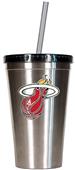 NBA Miami Heat 16oz Stainless Tumbler w/Straw