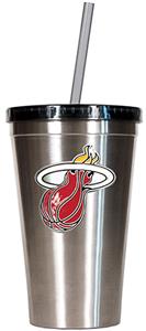 NBA Miami Heat 16oz Stainless Tumbler w/Straw