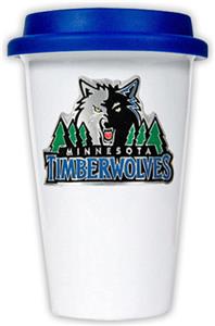 NBA Timberwolves Ceramic Cup with Blue Lid