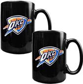 NBA Oklahoma Thunder Black Ceramic Mug Set of 2