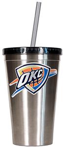 NBA Thunder 16oz Stainless Tumbler w/Straw