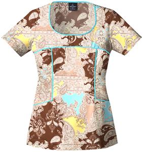Baby Phat Womens Passion For Paislies Scrubs Top 