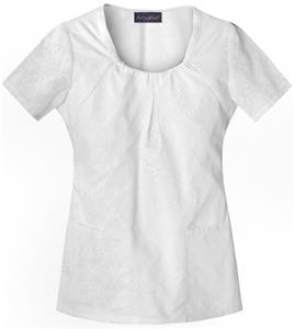 Baby Phat Women's Scoop Neck Burn-Out Scrubs Top