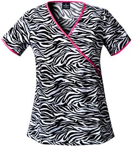 Baby Phat Womens Animal Instinct Zebra Scrubs Top