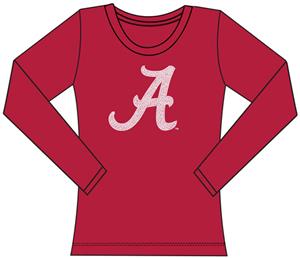 Alabama Univ Womens Jeweled Long Sleeve Top
