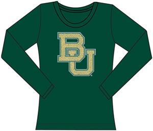 Baylor Bears Womens Jeweled Long Sleeve Top