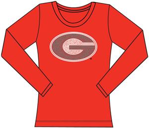 Georgia Bulldogs Womens Jeweled Long Sleeve Top