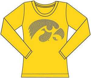 Iowa Hawkeyes Womens Jeweled Long Sleeve Top