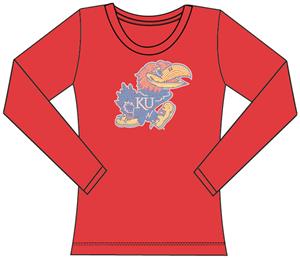 Kansas Jayhawks Womens Jeweled Long Sleeve Top