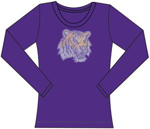 LSU Tigers Womens Jeweled Long Sleeve Top