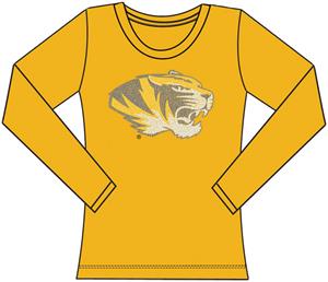 Missouri Tigers Womens Jeweled Long Sleeve Top