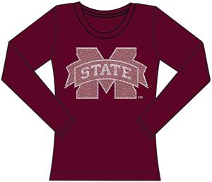 Mississippi State Womens Jeweled Long Sleeve Top